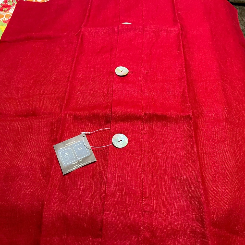 New Pottery Barn Textured Linen Accent Pillow Cover, 26” Red NWT